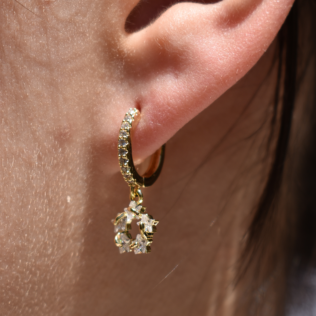 Cubic Zirconia Stars Hoop Earrings