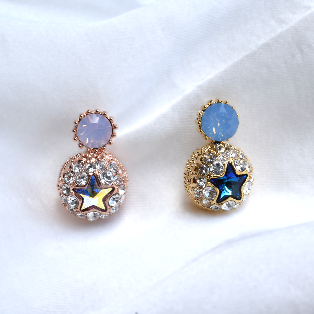 Swarovski Cubics Star Ball Earrings