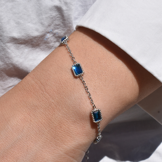 Stainless Steel Blue Gemstones Bracelet