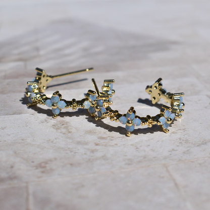 Flowers Half Moon Earrings