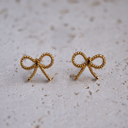 Waterproof Gold Plated Stainless Steel Bowtiful Earrings