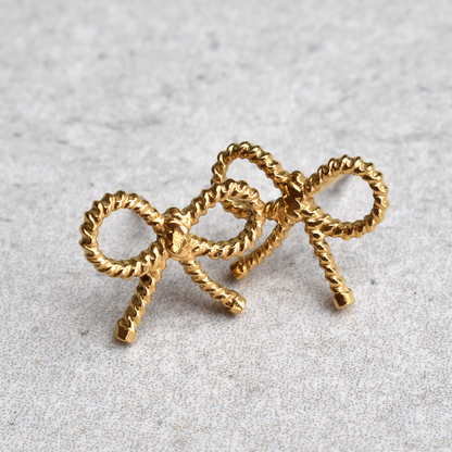 Waterproof Gold Plated Stainless Steel Bowtiful Earrings