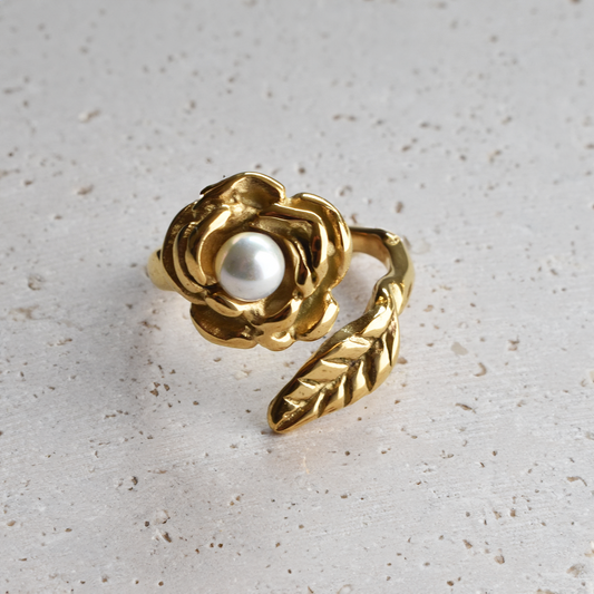 YOUNGHUI // Stainless Steel Rose Open Ring