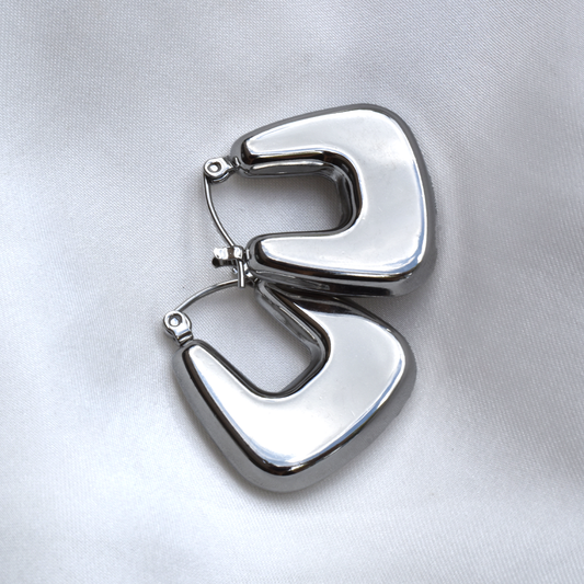 Stainless Steel Chunky Square Hoop Earrings