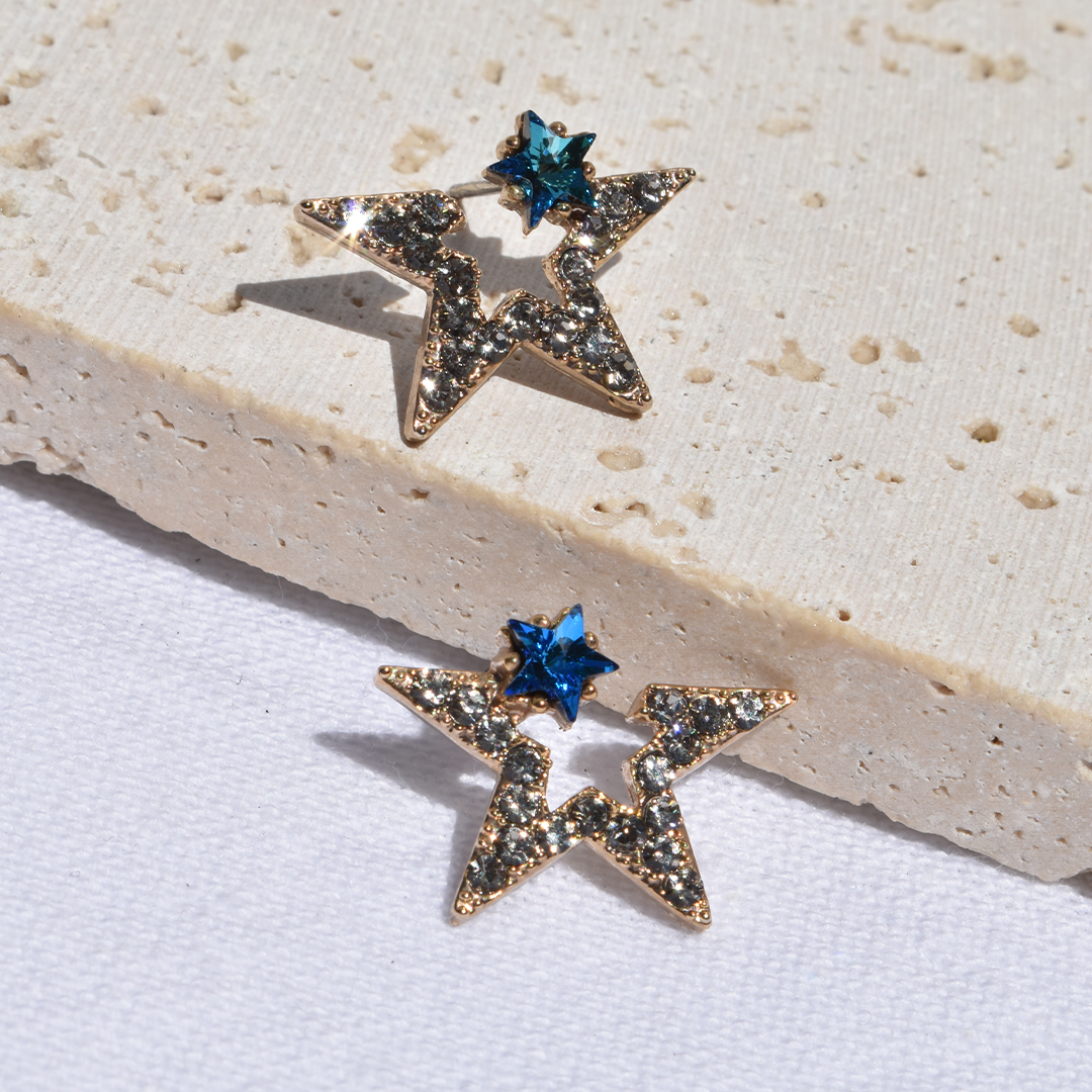 Sparkle Double Cubics Star Earrings