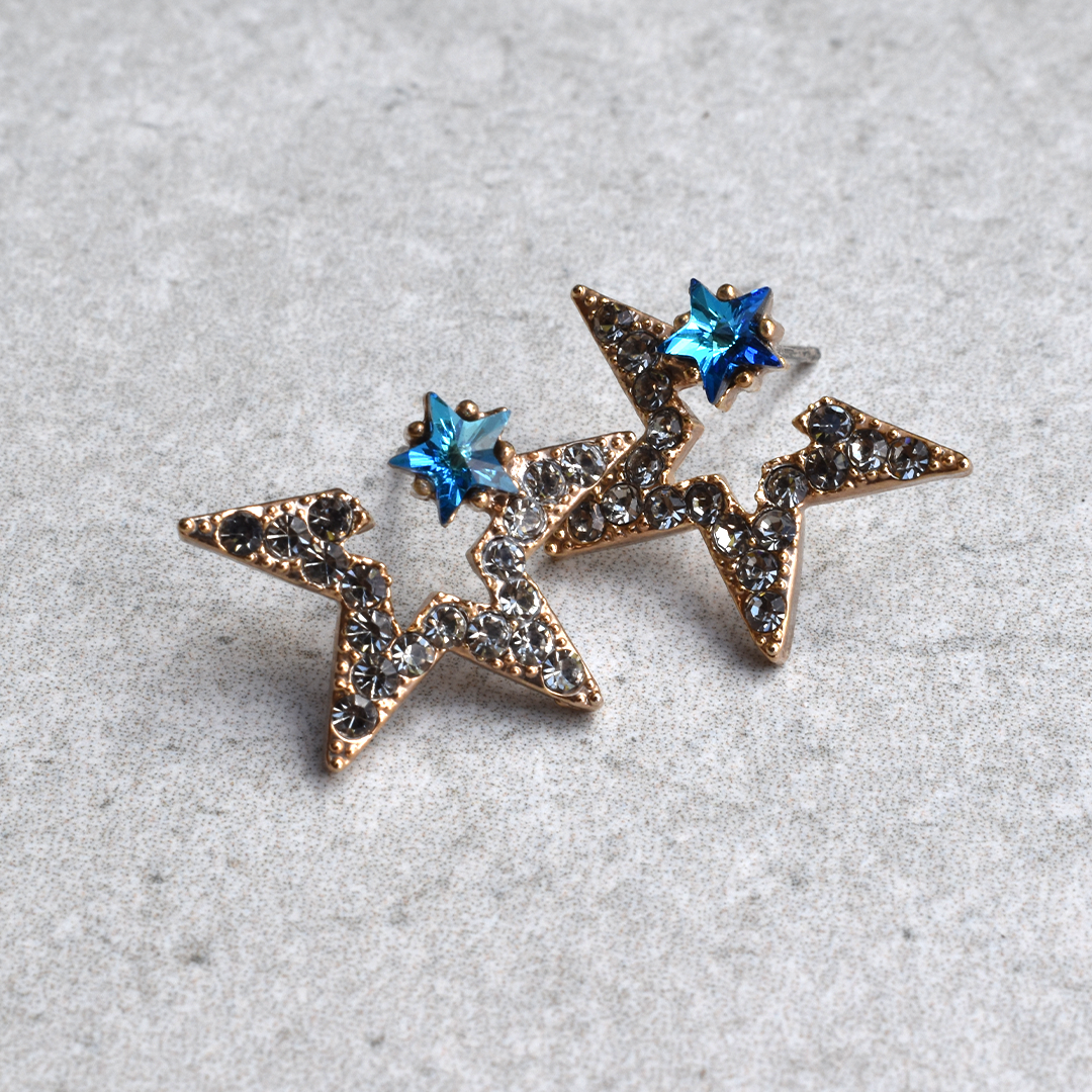 Sparkle Double Cubics Star Earrings