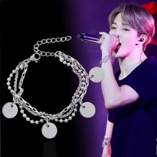 BTS JIMIN STYLE - Coin Layered Ball Bracelet