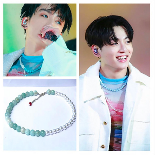 BTS JUNGKOOK STYLE - Charming Agate and Pearl Necklace